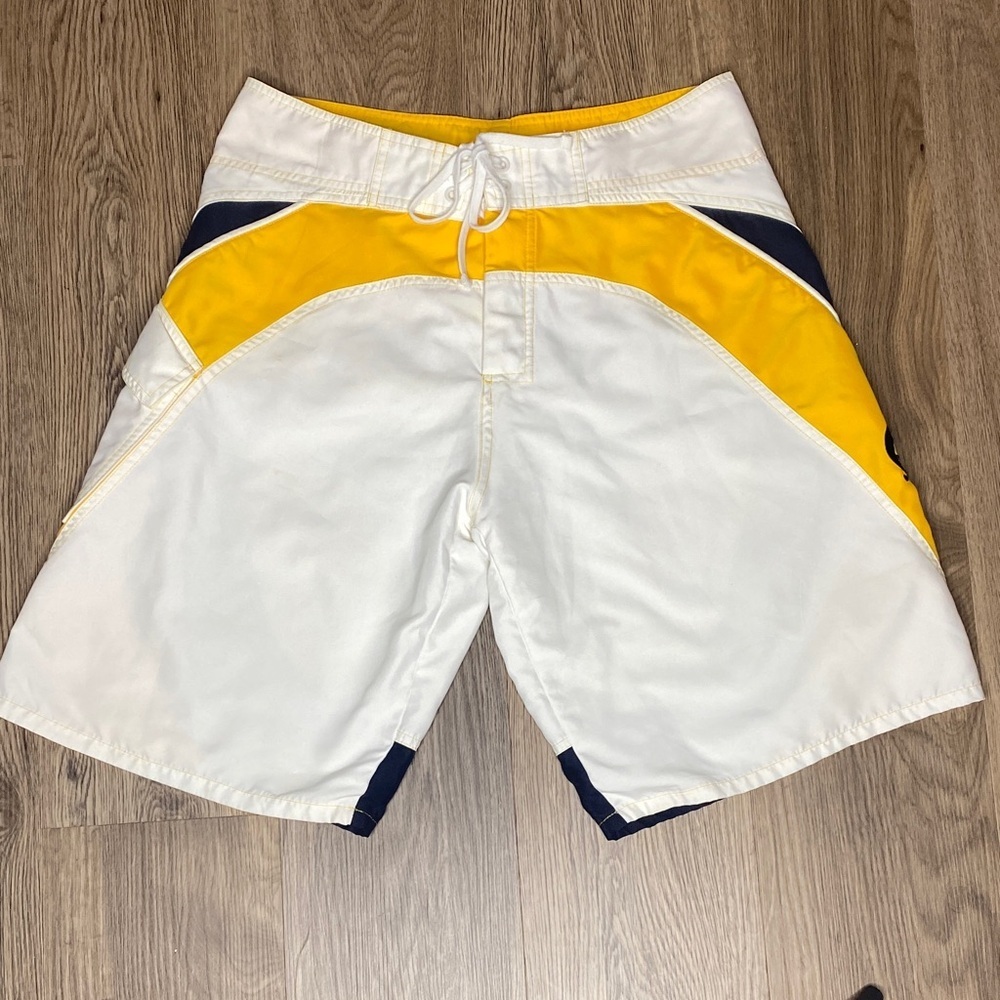 Corona Extra White Yellow‎ Navy Colorblock Board Shorts Y2K Beach Men’s M